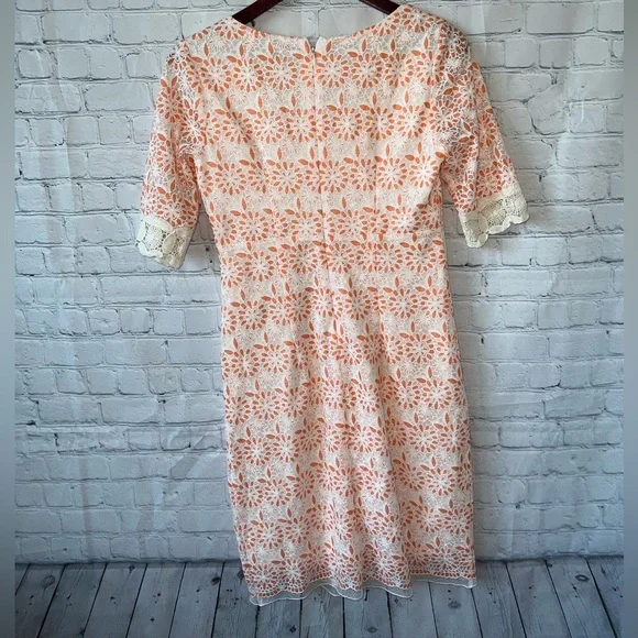 Chris Mclaughlin White & Orange floral short sleeve dress size 6 - Picture 9 of 11